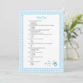 5x7 Blue Gingham Trivia Shower Game (Standing Front)