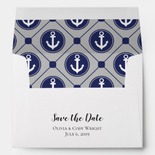 5x7 Blue Gray Nautical Save The Date Envelope