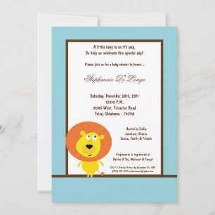 5x7 Blue Lion Baby Shower Invitation