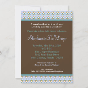 5x7 Blue Sweetheat PolkaDot Baby Shower Invitation