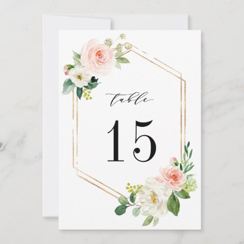 5x7 Blush White Bloom Floral Wedding Table Number