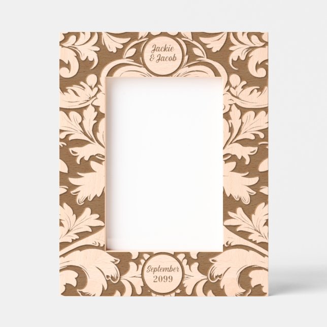 5x7 Bold Botanical Leaves with Custom Text Engraved Frames (Front)