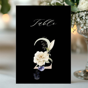 5x7 Botanical Floral Number 2, Black Table Number