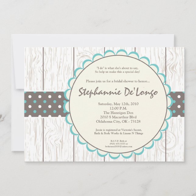 5x7 Boy Blue Polkadot Bridal Shower Invitation (Front)
