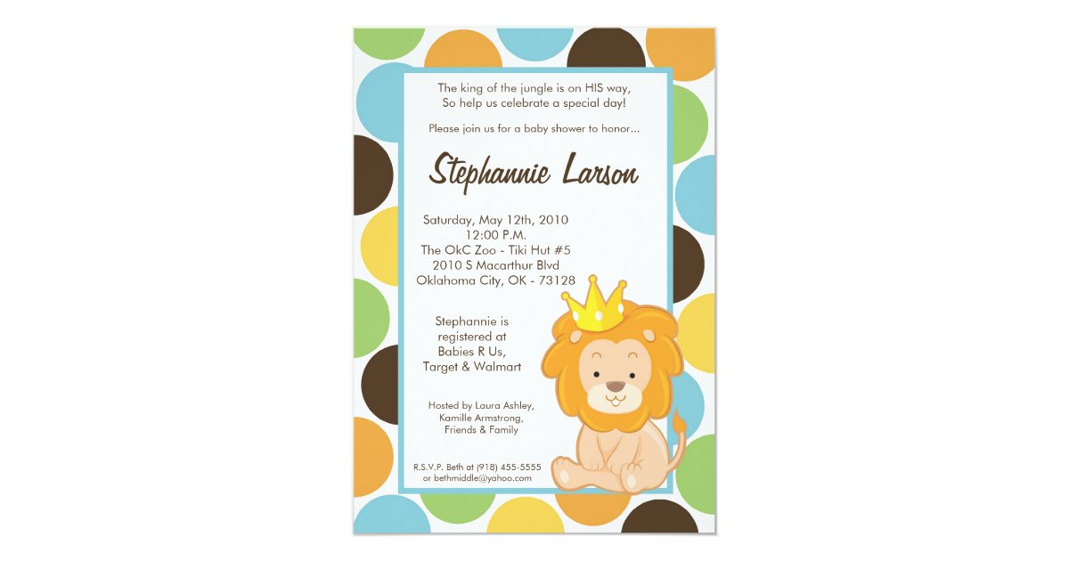 5x7 Boy King Of The Jungle Baby Shower Invitation Zazzle Com