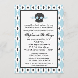 5x7 Boy Punk Rock Skull EMO Baby Shower Invitation