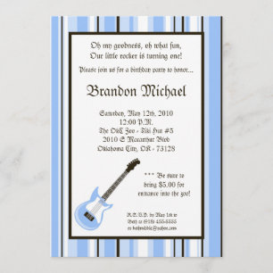 5x7 Boy Rocker Guitar Birthday Party Invitation