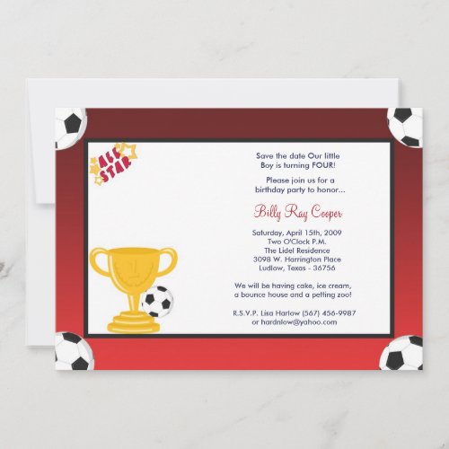 5x7 Boy Sports Soccer Baby Shower Invitation