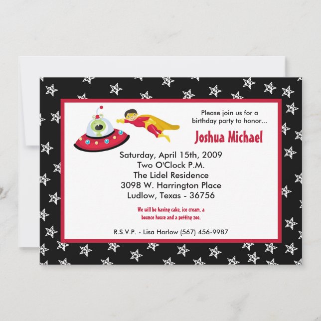 5x7 Boy Super Hero Birthday Party Invitation (Front)