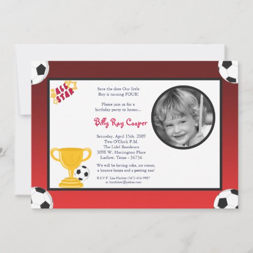 5x7 Boys Sports Soccer Ball Baby Shower Invitation