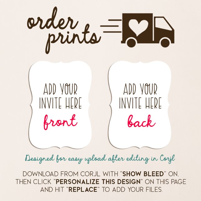 5x7" Bracket Shaped Invitation Printing (Creator Uploaded)