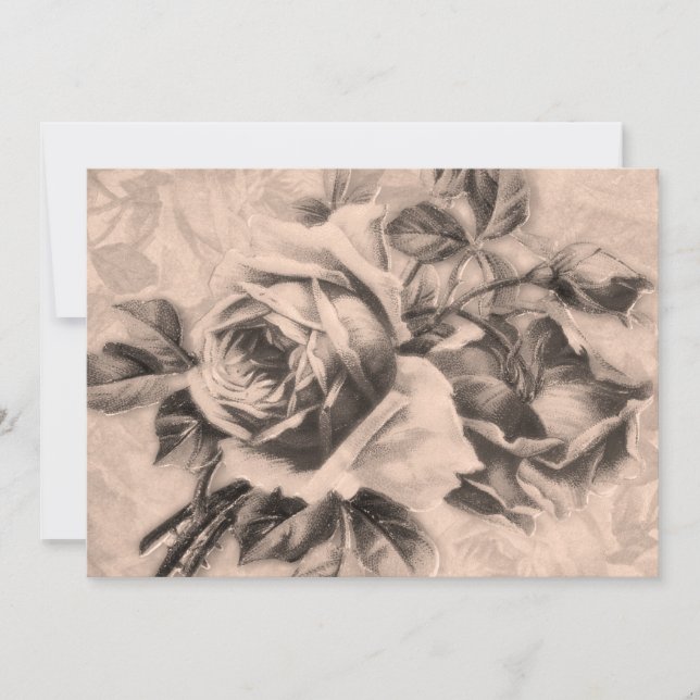 5x7 "Bridal Shower" Vintage Roses Sepia Invitation (Front)