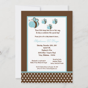 5x7 Brown Honey Bee Baby Shower Invitation