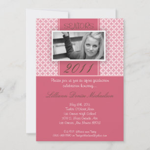 5x7 Brown Pink Polka Dot Graduation Announcement