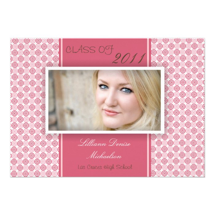 5x7 Brown Pink Polka Dot Photo Senior Announcement