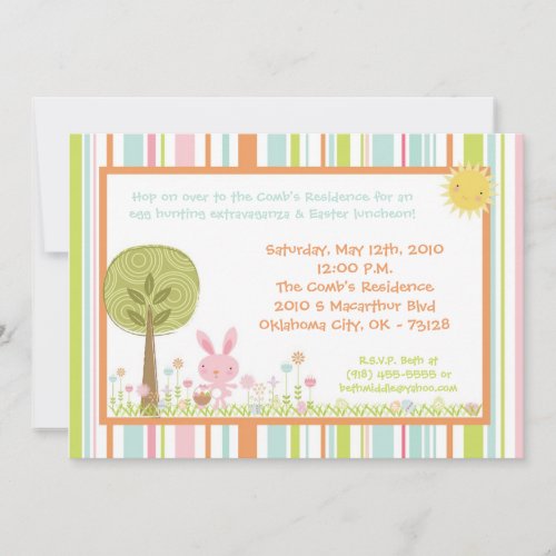 5x7 Bunny Rabbit Egg Hunt Easter Lunch Invitation