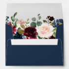 5x7 - Burgundy Blush Blue Floral & Return Address