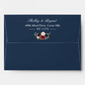 5x7 - Burgundy Blush Blue Floral & Return Address Envelope (Back (Top Flap))
