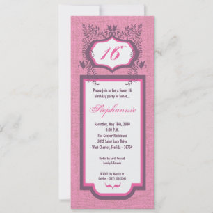 5x7 Butterfly Floral Sweet 16 Birthday Invitation