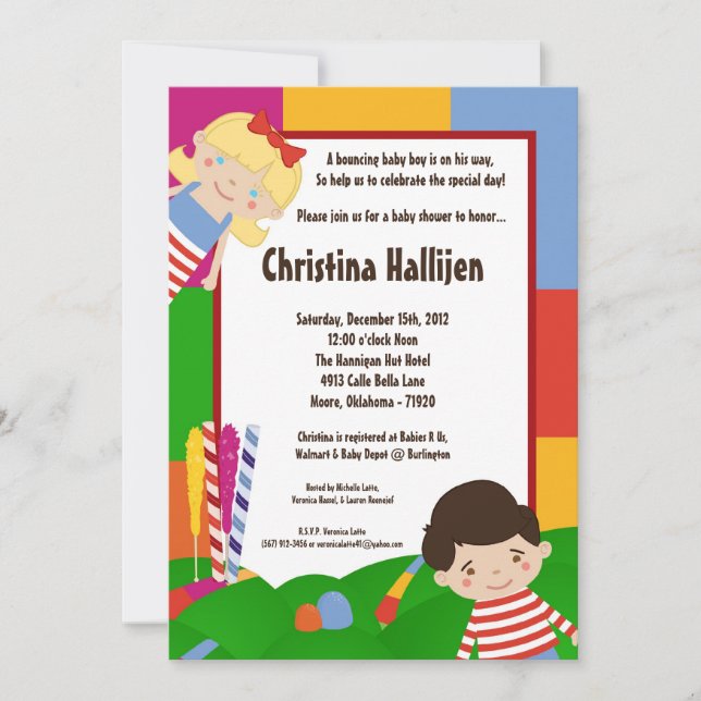 5x7 Candy Land Ice Cream Baby Shower Invitation (Front)