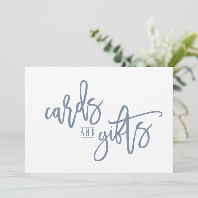 5X7 Cards & Gifts Sign-Brush Script (Dusty Blue) (Standing Front)