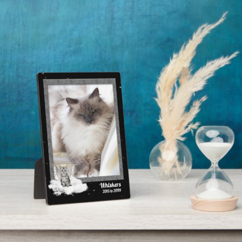 5x7 Cat Pet Memorial Silver Tabby Photo Plaque
