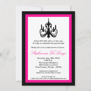 5x7 Chandelier Hot Pink Baby Shower Invitation