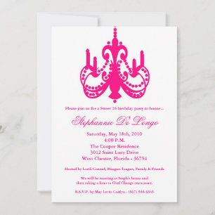5x7 Chandelier sweet 16 Birthday Part Invitation