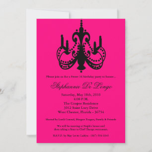5x7 chandelier sweet 16 Birthday Part Invitation
