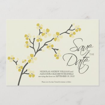 5x7 Cherry Blossom Designer Save The Date 2 Citrus by TheWeddingShoppe at Zazzle