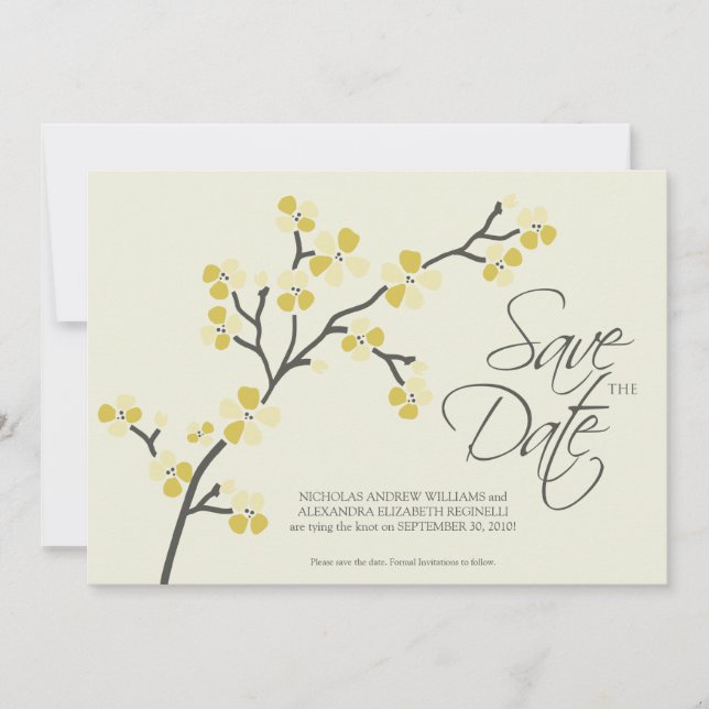 5X7 Cherry Blossom Designer Save the Date 2 citrus (Front)