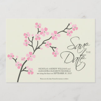 5X7 Cherry Blossom Designer Save the Date 2 pink