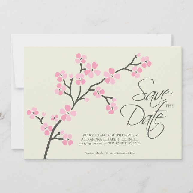 5X7 Cherry Blossom Designer Save the Date 2 pink (Front)