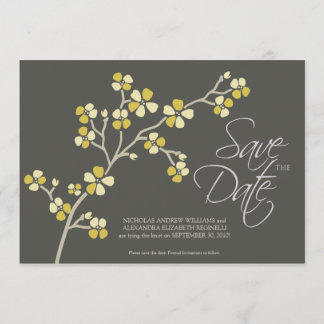 5X7 Cherry Blossom Designer Save the Date : citrus