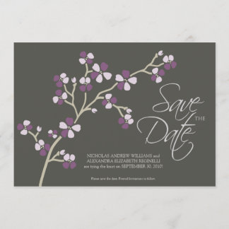 5X7 Cherry Blossom Designer Save the Date :: plum