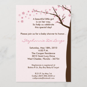 5x7 Cherry Blossom Tree Baby Shower Invitation