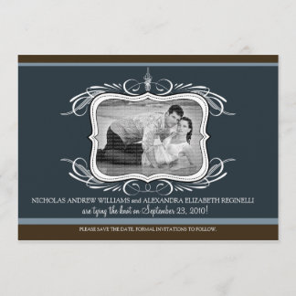 5X7 Chic Deco Designer Save the Date :: midnight