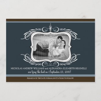 5x7 Chic Deco Designer Save The Date :: Midnight by TheWeddingShoppe at Zazzle