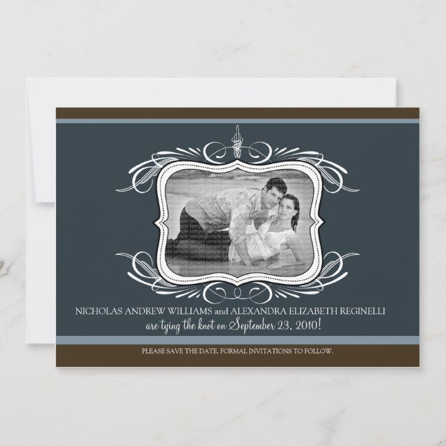5X7 Chic Deco Designer Save the Date :: midnight (Front)