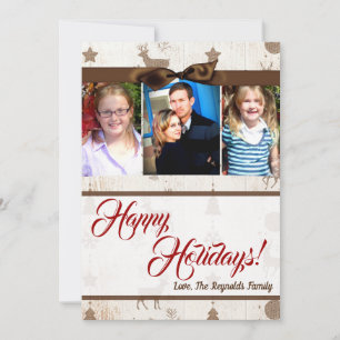 5x7 Christmas Burlap Deer Doe Buck PHOTO Card