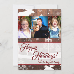 5x7 Christmas Deer Wood Buck Doe PHOTO Card