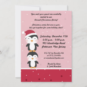5x7 Christmas Hat Penguin Invitation