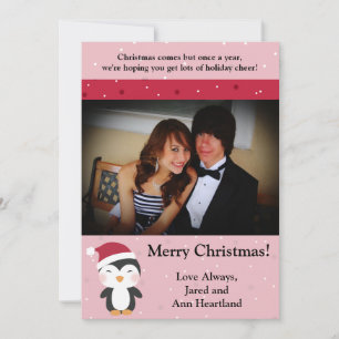 5x7 Christmas Hat Penguin Invitation