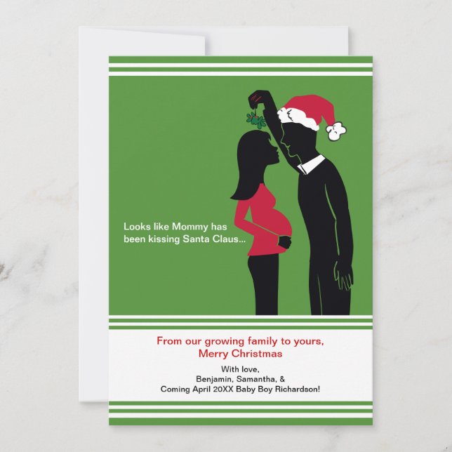 5x7 Christmas Pregnancy Announcement Cards - Mommy (Front)