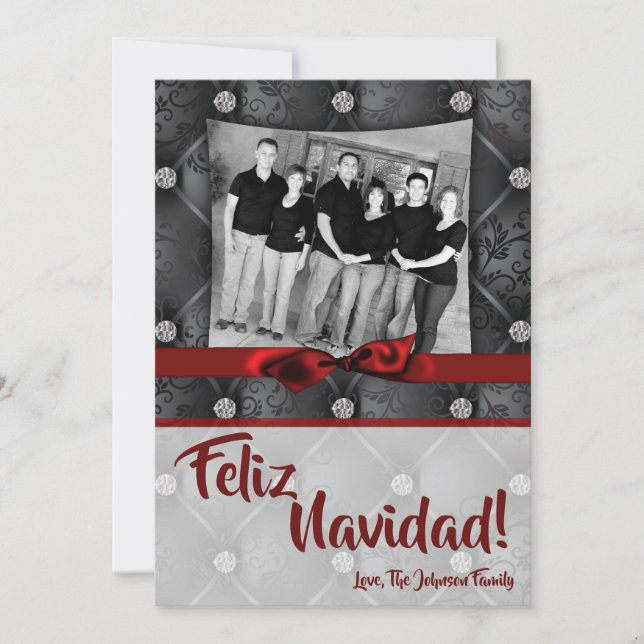 5x7 Christmas XMAS Diamond Pintuck PHOTO Card (Front)