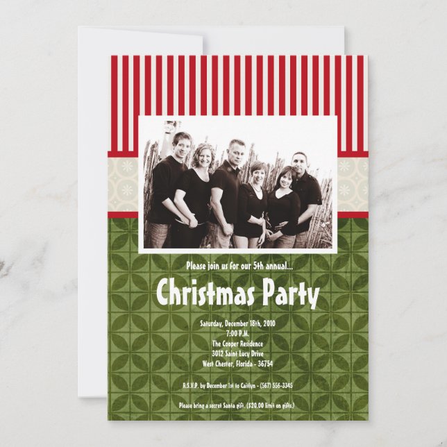 5x7 Christmas XMAS Happy Holiday PHOTO Invitation (Front)