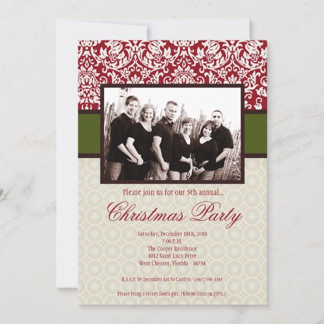 5x7 Christmas XMAS Happy Holiday PHOTO Invitation (Front)