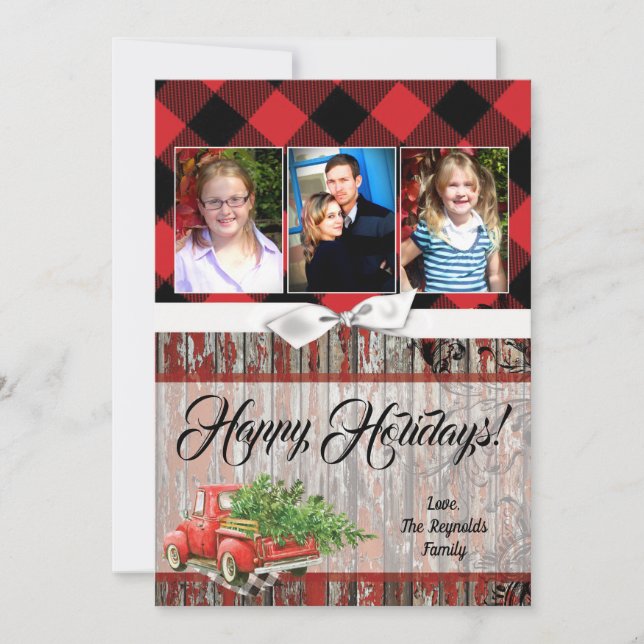 5x7 Christmas XMAS Red Christmas Truck  PHOTO Card (Front)