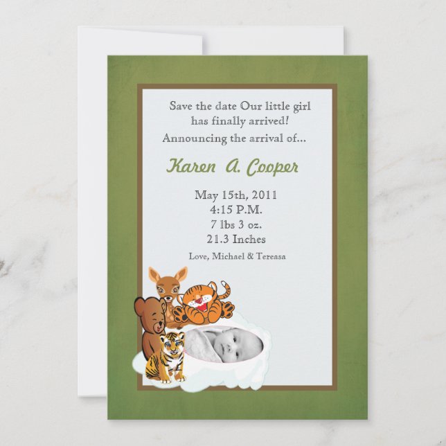 5x7 Circle PHOTO Gril and Friends Baby Show Invitation (Front)