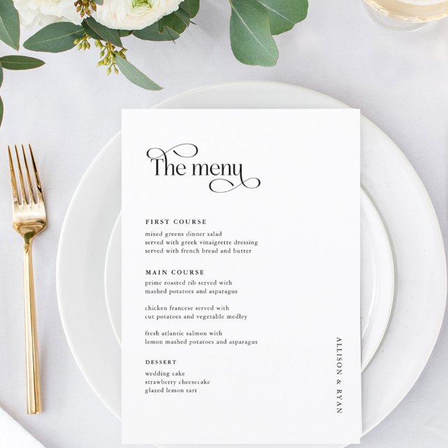 5x7" Classic Wedding Table Menu Cards Flat Menu (Creator Uploaded)